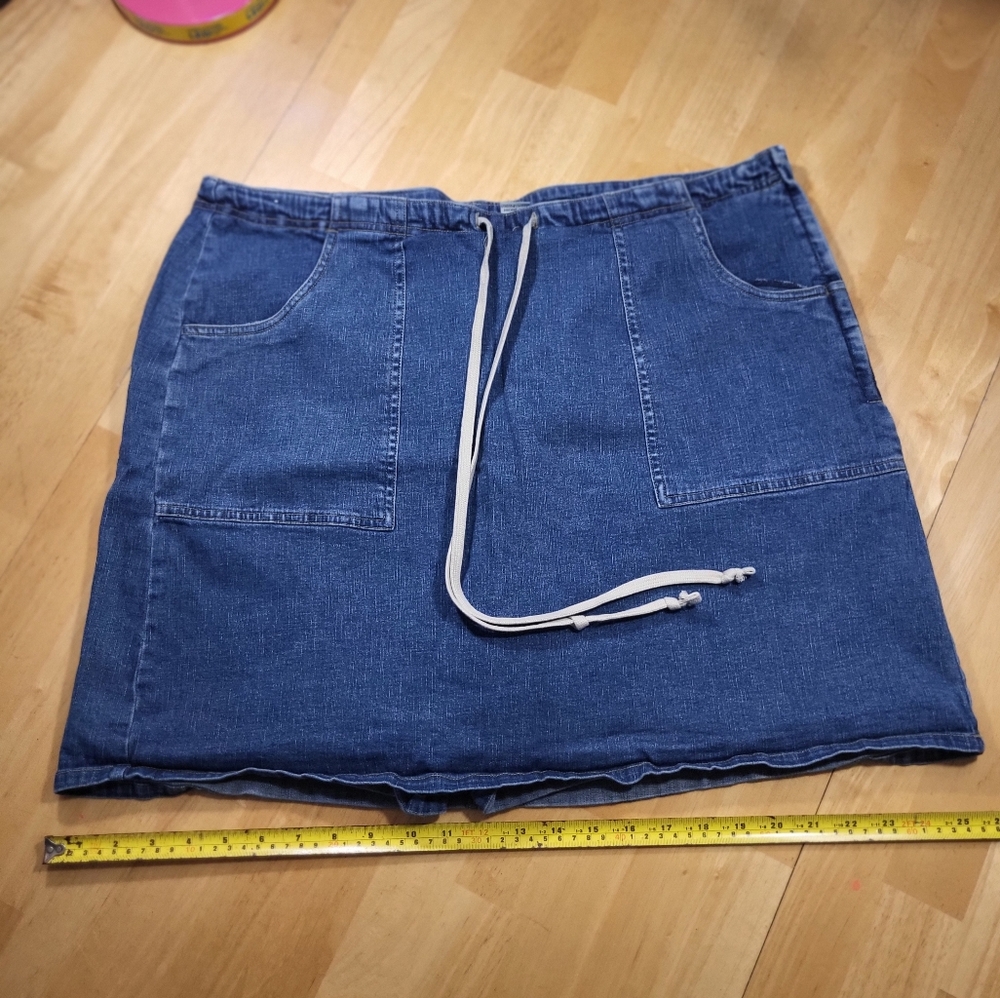 Vintage Cherokee Denim Jeam Skort Skirt Drawstring Size 16 W